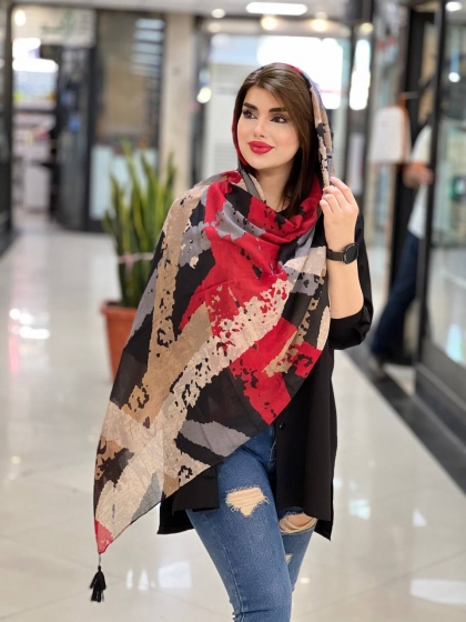 شال نخی دور دوخت منگوله دار کد 1040