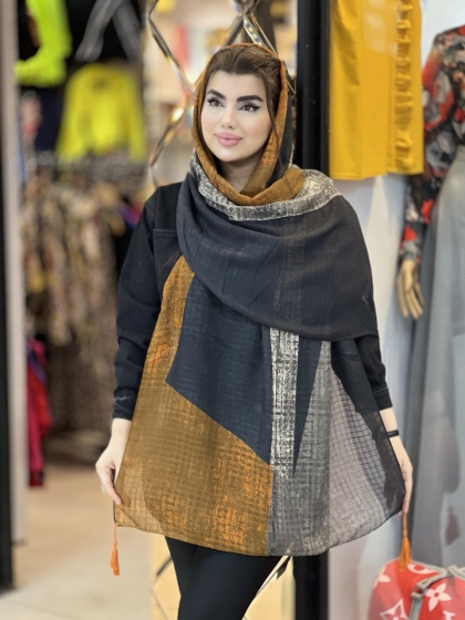 شال نخی ژاکارد منگوله دار کد1638