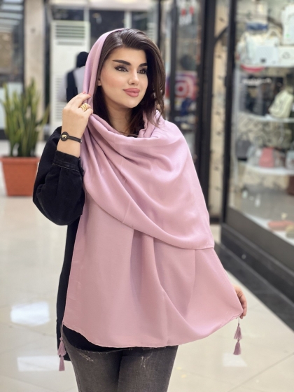 شال نیلا ساده منگوله دار کد 839