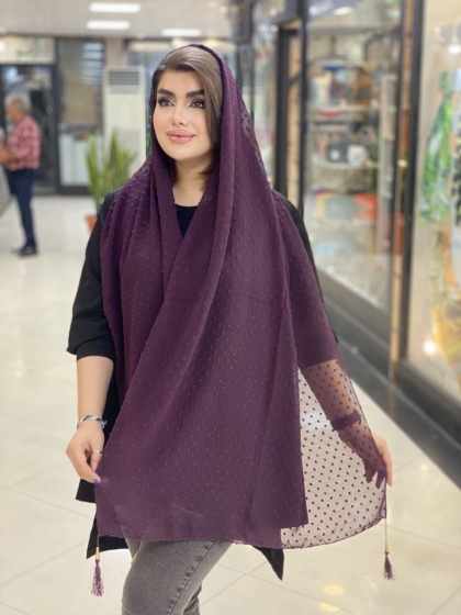 شال نخ و حریر خالدار منگوله دار کد 481