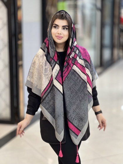 روسری نخی ژاکارد منگوله دار کد 1702