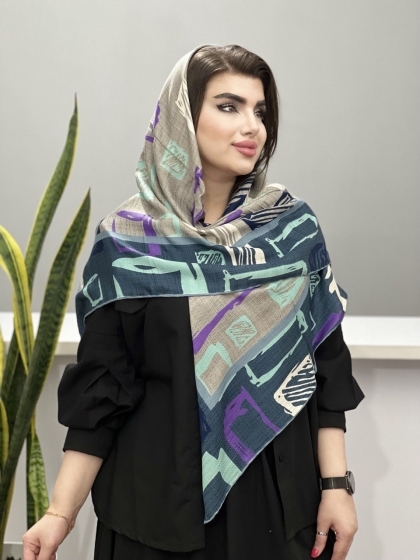 روسری نخی ژاکارد دست دوز کد 1303