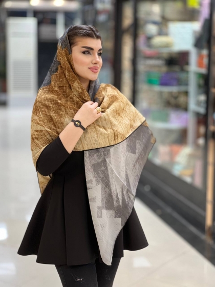 روسری گارزا ژاکارد دور دست دوز کد 915