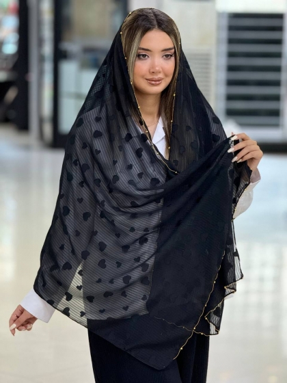 شال نخ حریر دور زیپی مجلسی کد 2846