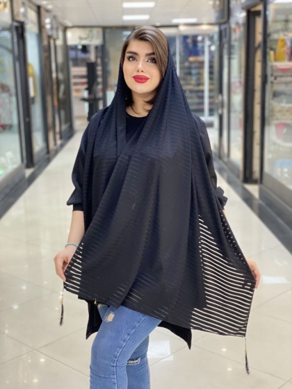 شال نخی میله ای منگوله دارکد483