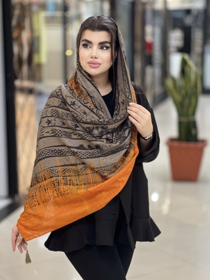 شال نخی ژاکارد منگوله دار کد 1872