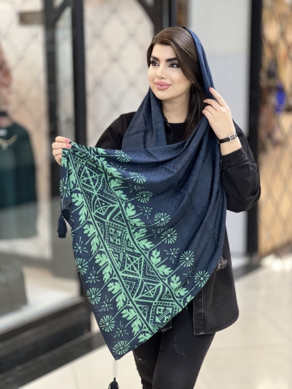 شال نخی ژاکارد منگوله دار کد 1675