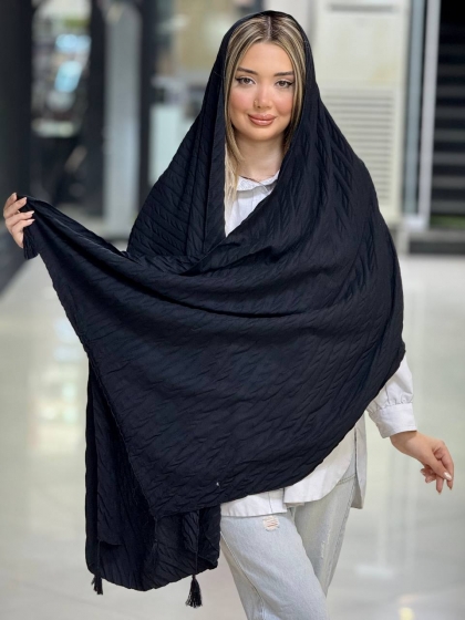 شال نخی پلیسه منگوله دار کد 2725