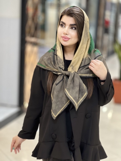 روسری نخی ژاکارد دور دست دوز کد 2088