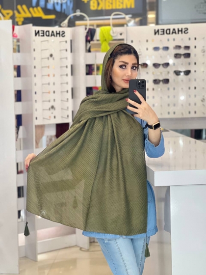 شال نخی پلیسه اعلا منگوله دار کد 2139