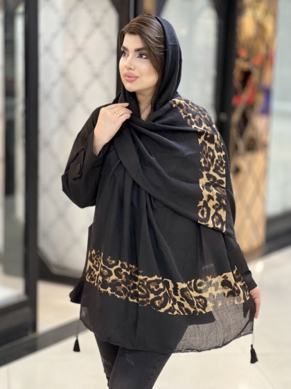 شال نخی دستک پلنگی منگوله دار کد 1522