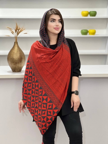 شال نخی دور دوخت منگوله دار کد1142