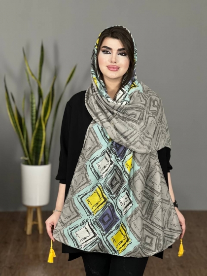 شال نخی ترک دور دوخت منگوله دار کد 1157