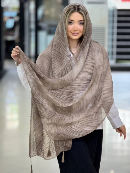 شال چاپی پلیسه دوردوخت منگول دار کد2669
