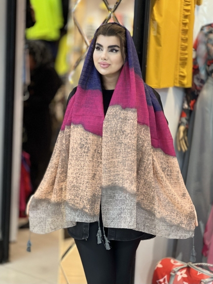 شال نخی ژاکارد منگوله دار کد1636