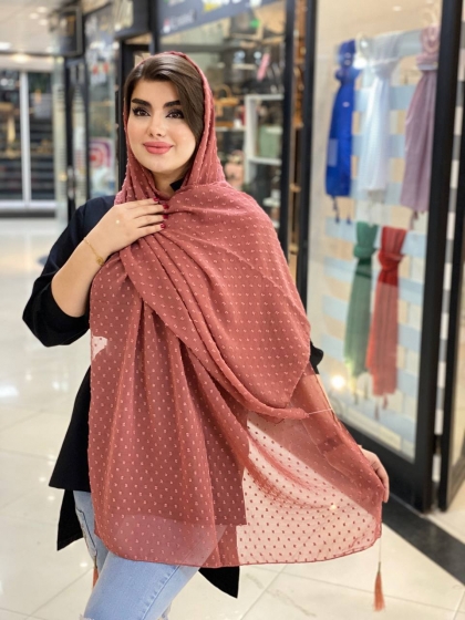شال نخ و حریر خالدار منگوله دار کد 518