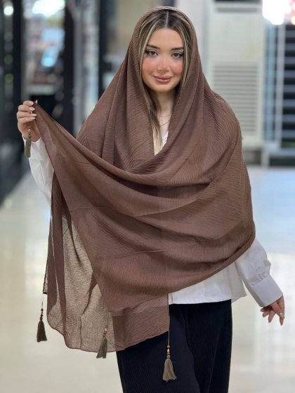 شال سوپر نخ  پلیسه اعلاء منگوله دار کد 2499