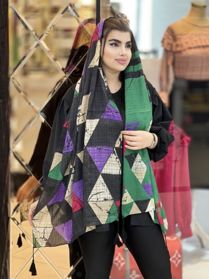 شال نخی ژاکارد منگوله دار کد1624