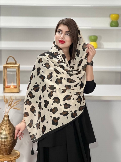 شال نخی دور دوخت منگوله دار کد1131