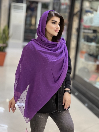 شال نخ و حریر اشکی منگوله دار کد 956