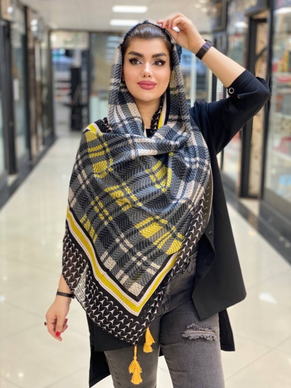 شال نخی ژاکارد منگوله دار کد398