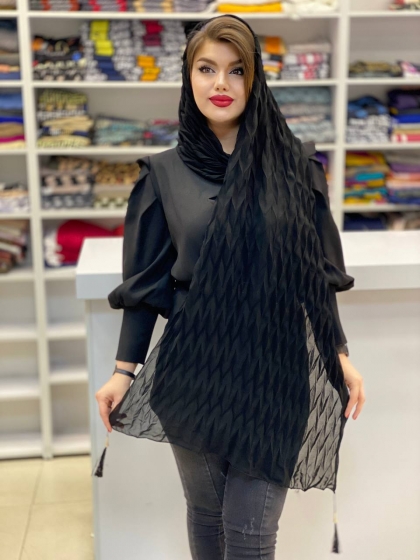 شال پلیسه کرپ منگوله دار کد 266