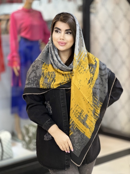 روسری گارزا ژاکارد دور دست دوز کد1560