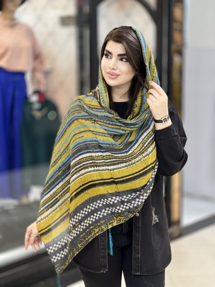 شال نخی سرژه منگوله دار کد 1676