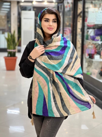 شال نخی حصیری منگوله دار کد 883