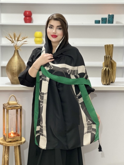 شال نخی ژاکارد منگوله دار کد 1217