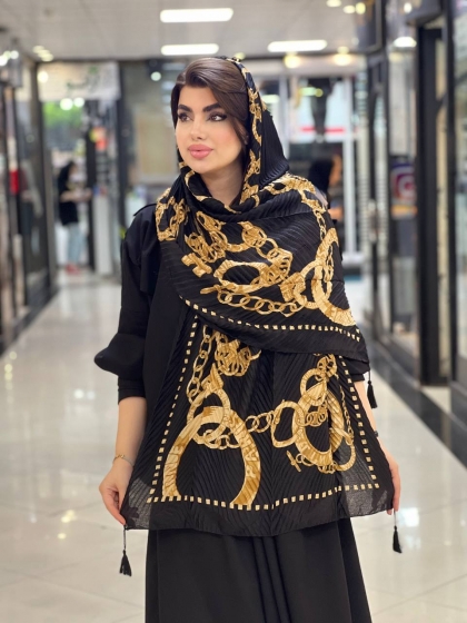 شال سرژه پلیسه منگوله دار  کد2063