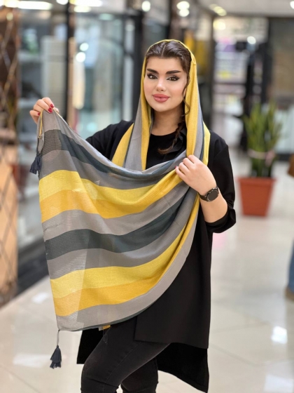 شال نخی ژاکارد منگوله دار کد 976