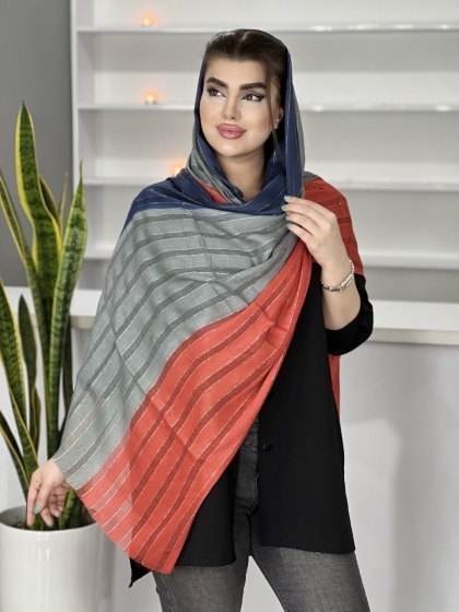 شال نخی آبرنگی لمه دار کد 1344