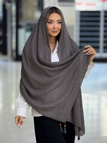 شال نخی پلیسه منگوله دار کد 2800