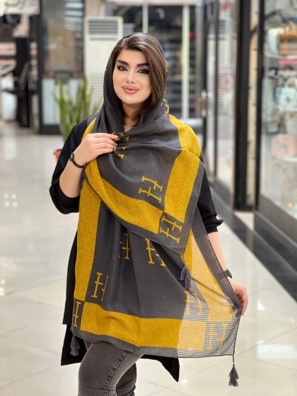 شال نخی ژاکارد پاییزه منگوله دار کد 705
