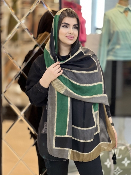 شال نخی ژاکارد منگوله دار کد 1692