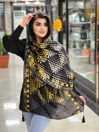 شال نخی حصیری پاییزه منگوله دار کد681