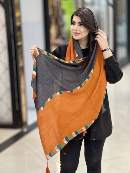 شال نخی ژاکارد منگوله دار کد1671