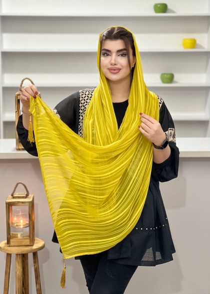 شال حریر دور دوخت منگوله دار کد 1127