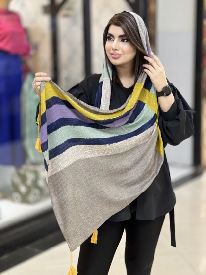 شال نخی ژاکارد منگوله دار کد 1723