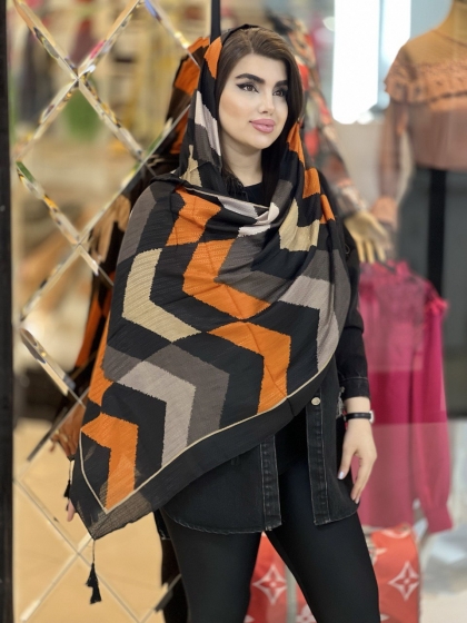 شال نخی ژاکارد منگوله دار کد1615