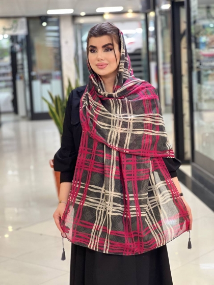 شال نخی  دور دوخت منگوله دار کد 1989