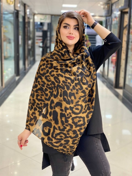 شال نخی پلنگی منگوله دار (سبک و خنک) کد 446