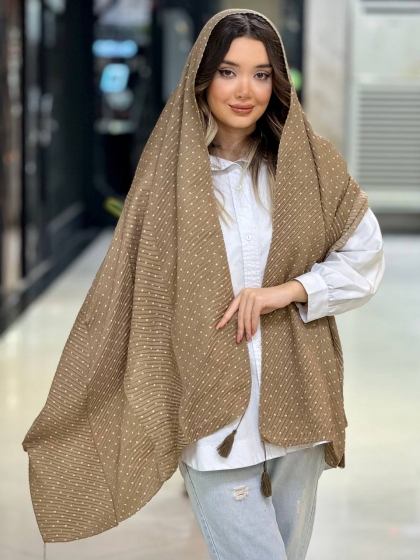 شال نخی پلیسه سی اسکارف منگوله دار کد 2537