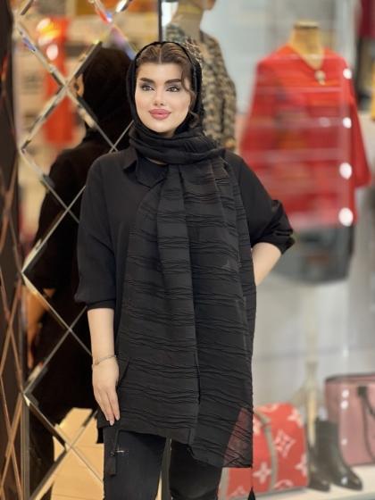 شال نخی پلیسه منگوله دار کد1240