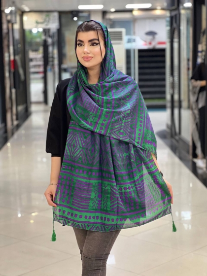شال نخی ژاکارد منگوله دار  کد2032
