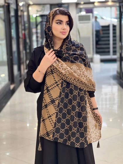  شال  نخی دور دوخت منگوله دار کد2055