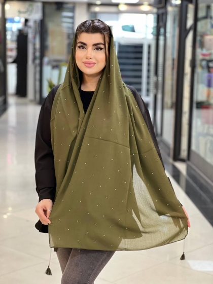 شال نخی نگین دار منگوله دار کد 1772