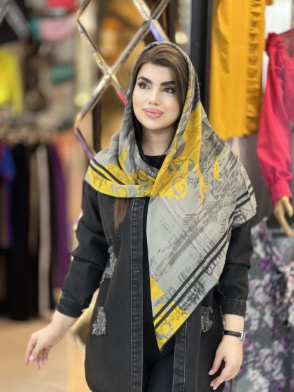 روسری نخی گارزا ژاکارد دست دوز کد1684