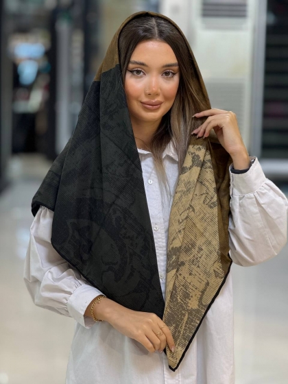 روسری نخی ژاکارد دور دست دوز کد 2397